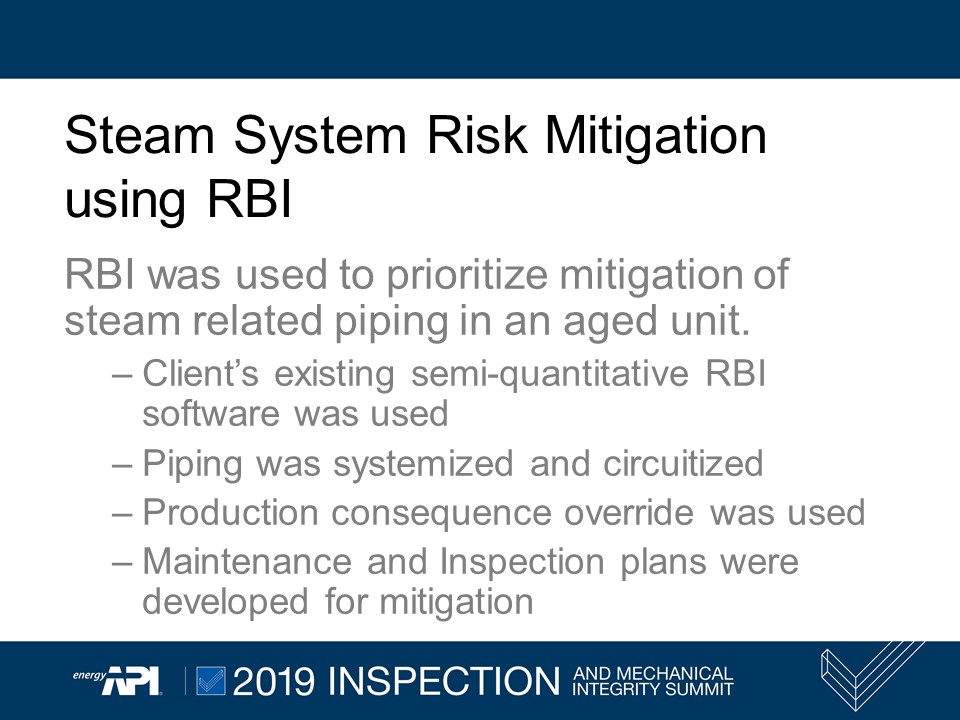 Steam System Risk Mitigation using RBI